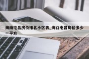 海南屯昌房价排名小区表_海口屯昌房价多少一平方