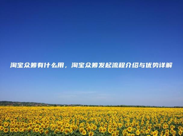 淘宝众筹有什么用(淘宝众筹发起流程介绍与优势详解)