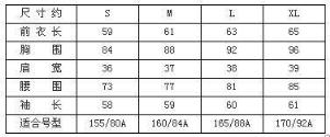 男士女士衬衫尺码对照表图片(男衬衫的尺码对照表)