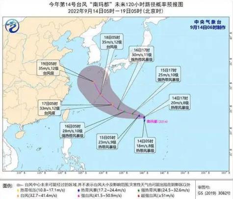 2022年第14号台风南玛都最新消息(2022年第14号台风叫什么名字)